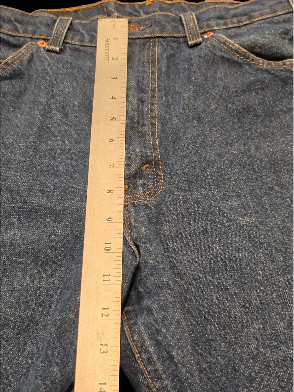 Vintage 90s Levis 517 Jeans Blue Denim Bootcut Orange Tab 34x30 Made in USA